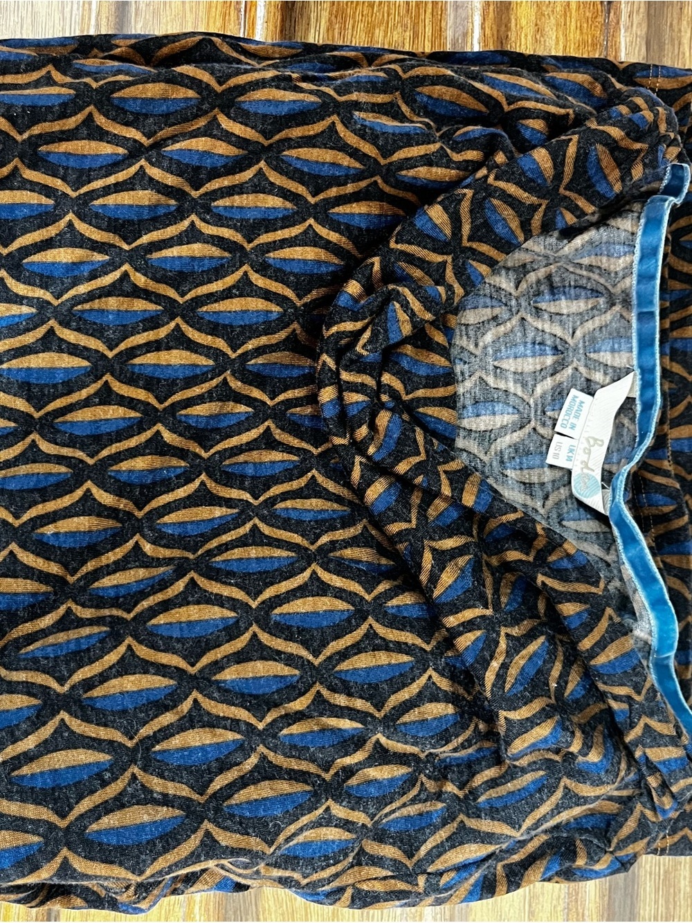 Boden Blue and Brown Geometric Scoop Neck Top - Picture 3 of 5